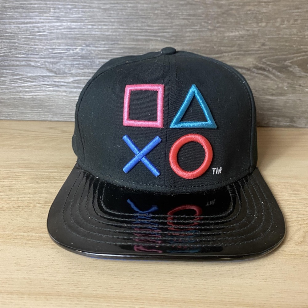 PlayStation Hat Cap Snap Back Gaming Embroidered Mens Black Multicolor Gamer